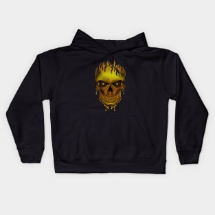 Flame Skull - Gold Kids Hoodie